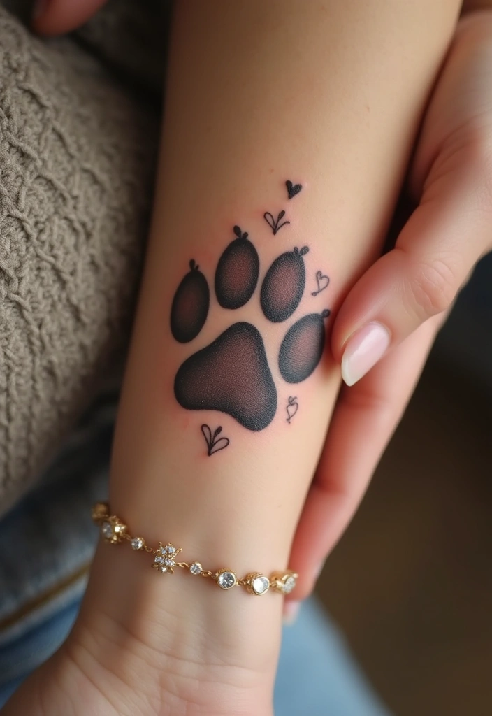 30 Loyalty Over Love Tattoos and Their Symbolism - 1. Paw Print Tattoo