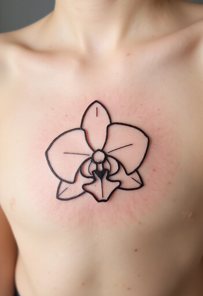 30 Orchid Tattoos That Represent Elegance and Beauty - 1. Minimalist Orchid Outline