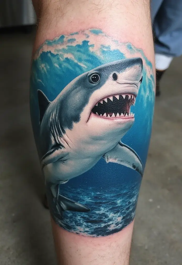 30 Shark Tattoo Designs and Their Powerful Symbolism 1 30 Shark Tattoo Designs and Their Powerful Symbolism - 1. The Majestic Great White