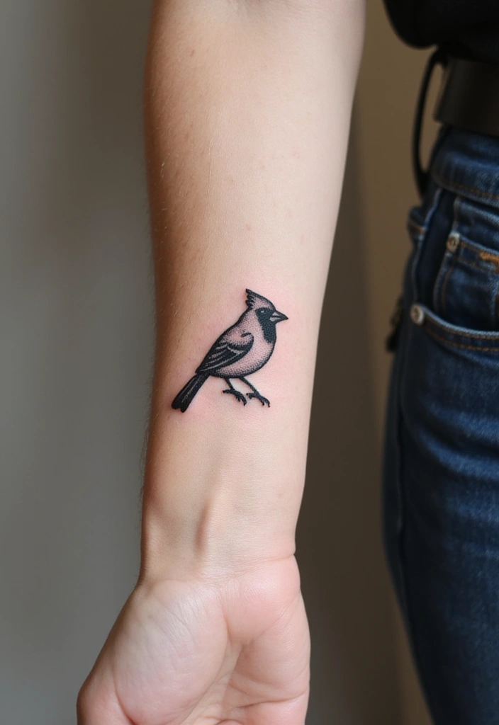 30 Small Cardinal Tattoos for Unique Inspiration 1 30 Small Cardinal Tattoos for Unique Inspiration - 1. Elegant Silhouette