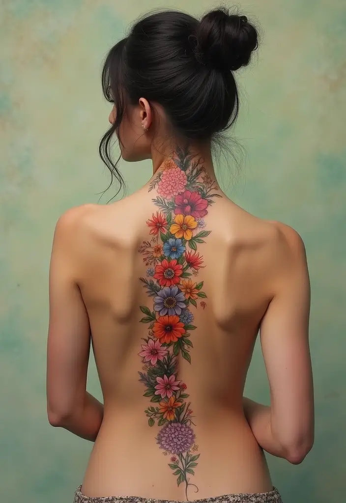 99 Stunning Spine Tattoos for Women to Inspire Your Next Ink - 1. Floral Elegance
