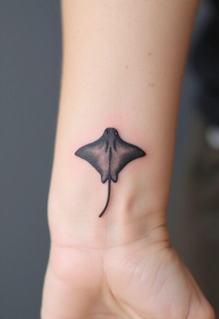 50 Stingray Tattoo Designs and Their Symbolic Meanings - 1. Minimalist Stingray