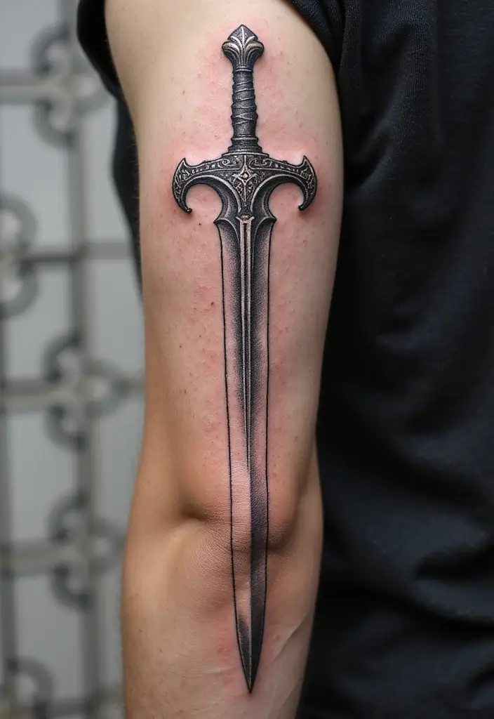50 Sword Tattoo Designs and Symbolism to Inspire Your Next Ink 1 50 Sword Tattoo Designs and Symbolism to Inspire Your Next Ink - 1. Classic Medieval Sword