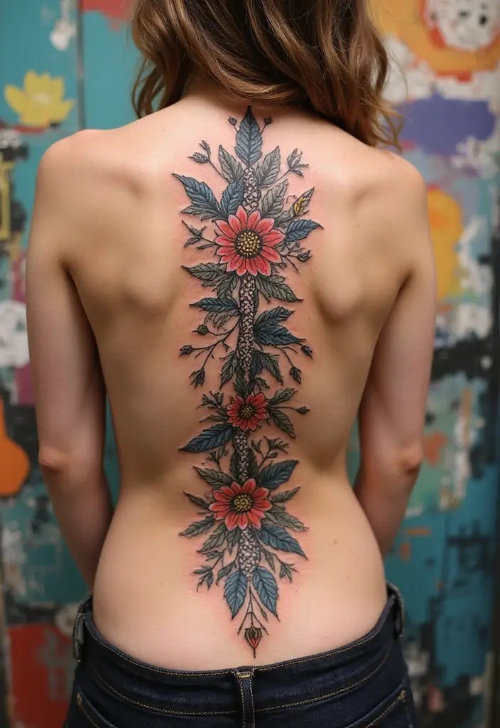 50 Baddie Women’s Spine Tattoos That Look Absolutely Stunning - 20. Creative Combinations