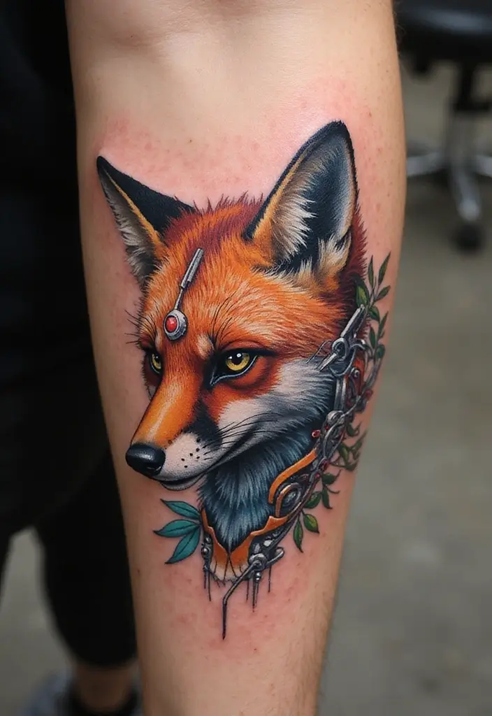 30 Biomech Tattoo Ideas with Futuristic and Bold Designs - 20. Mecha-Fox