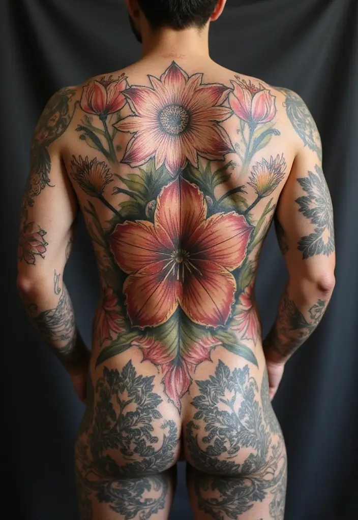 50 Stargazer Lily Tattoos with Elegant and Symbolic Designs 20 50 Stargazer Lily Tattoos with Elegant and Symbolic Designs - 20. Full-Body Piece
