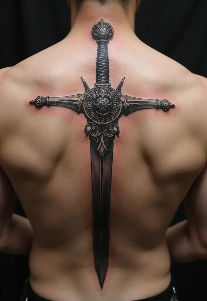 50 Christian Back Tattoos with Meaningful and Powerful Designs - 20. The Sword of the Spirit