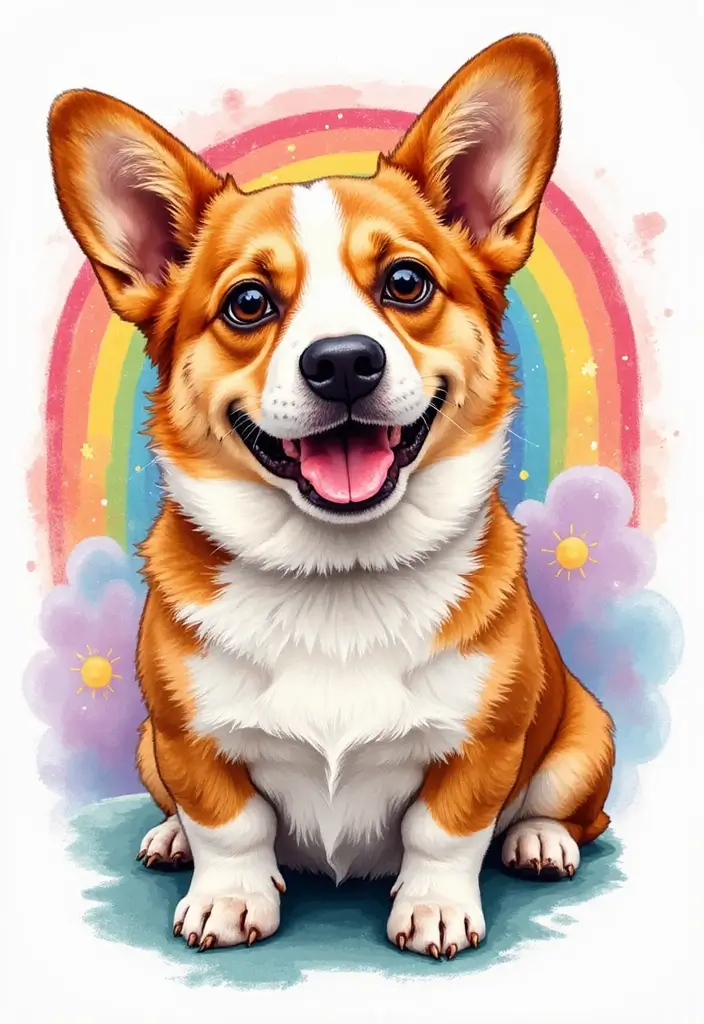 50 Creative Corgi Tattoo Ideas for Dog Lovers 20 50 Creative Corgi Tattoo Ideas for Dog Lovers - 20. Corgi with a Rainbow