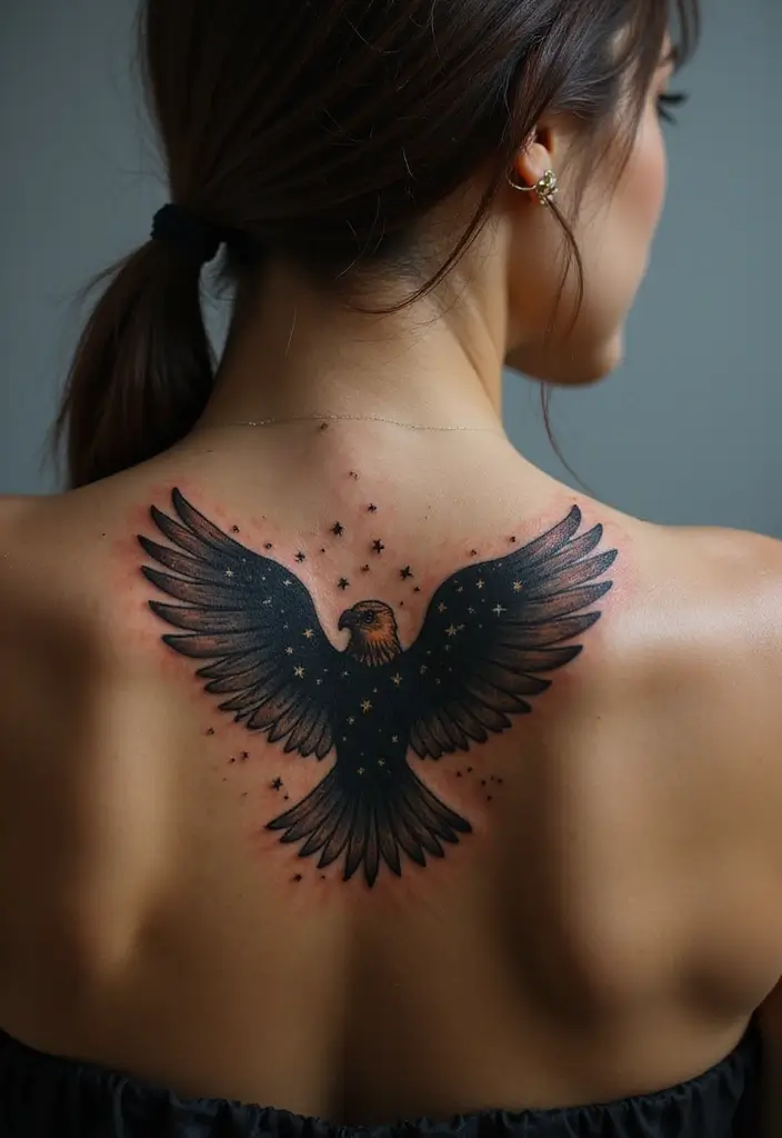 30 Eagle Tattoo Designs That Represent Strength and Freedom 20 30 Eagle Tattoo Designs That Represent Strength and Freedom - 20. Eagle with Stars