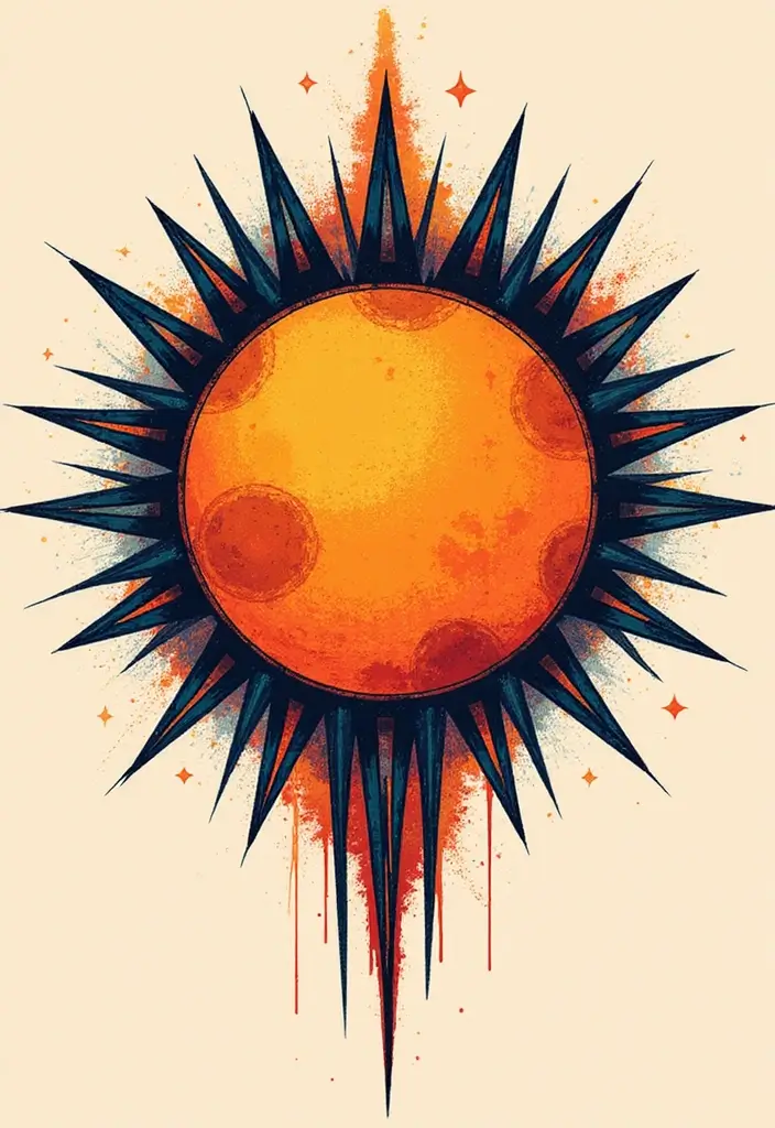 50 Eclipse Tattoo Designs with Powerful Meaning and Symbolism - 20. Artistic Vector Eclipse Tattoos