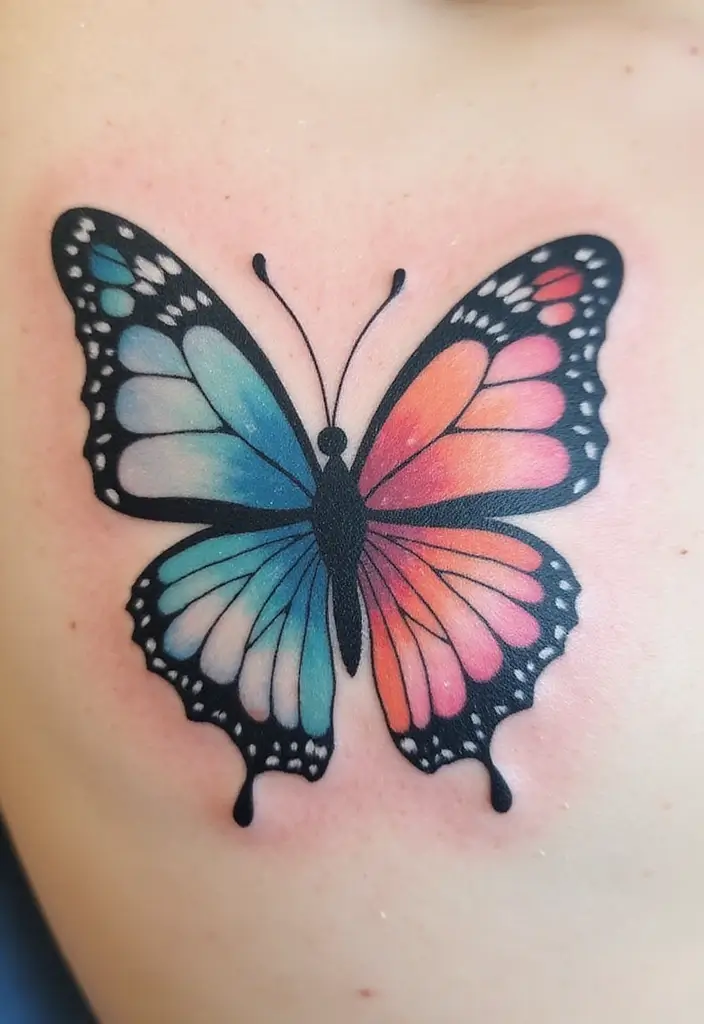 50 Half Butterfly Half Flower Tattoo Designs and Inspirations - 20. The Healing Energy