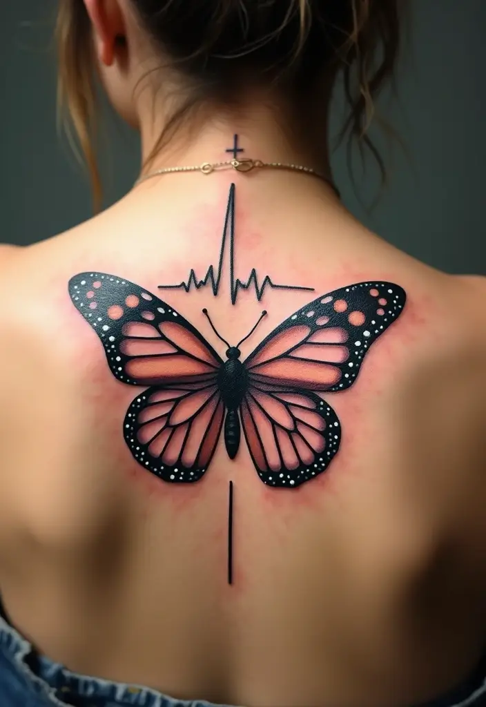 30 Heart Beat Tattoo Designs with Special Meaning 20 30 Heart Beat Tattoo Designs with Special Meaning - 20. Heartbeat with Butterfly
