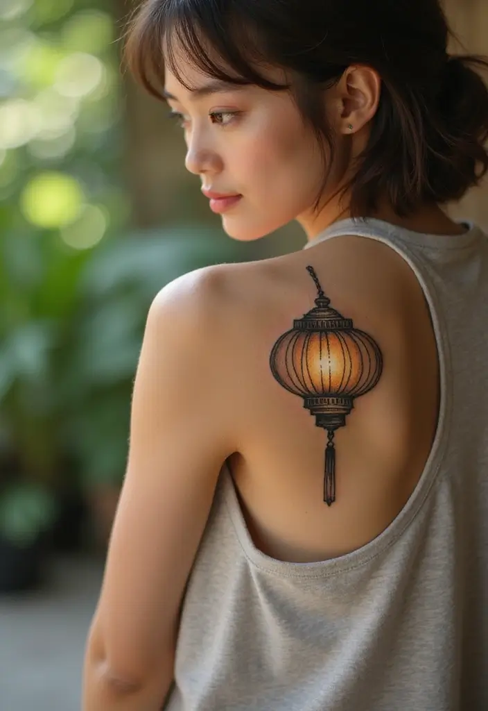 30 Money Tattoo Designs with Symbolism and Creative Styles - 20. The Prosperity Lantern