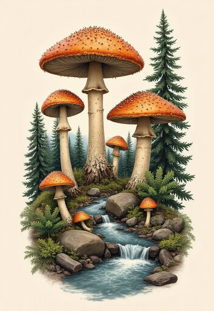 50 Unique Mushroom Tattoo Ideas That'll Leave You Inspired and Curious About Their Symbolism! 20 50 Unique Mushroom Tattoo Ideas That'll Leave You Inspired and Curious About Their Symbolism! - 20. Mushrooms in Nature Landscapes