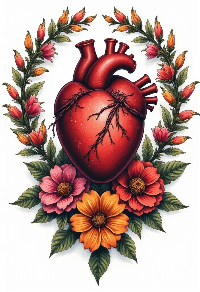 30 Sacred Heart Tattoo Ideas with Spiritual Symbolism 20 30 Sacred Heart Tattoo Ideas with Spiritual Symbolism - 20. Sacred Heart in a Floral Wreath