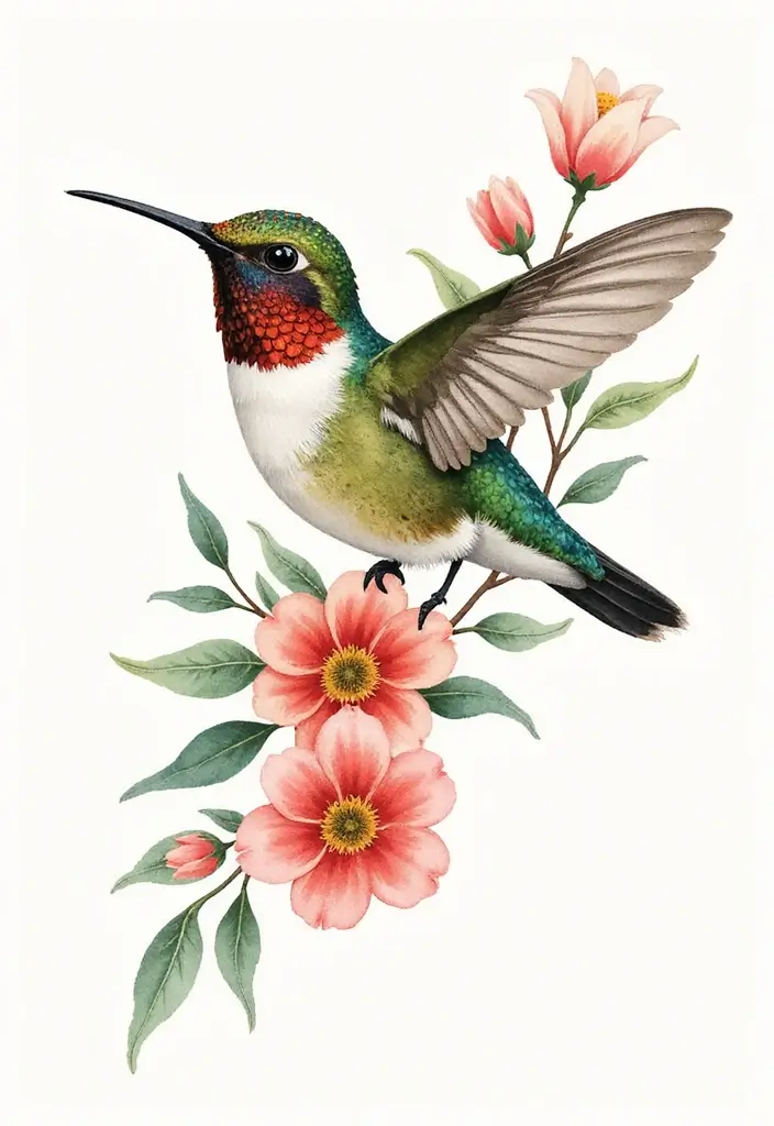 30 Safari Animal Tattoos with Bold and Exotic Designs - 20. Delicate Hummingbird: The Beauty of Motion
