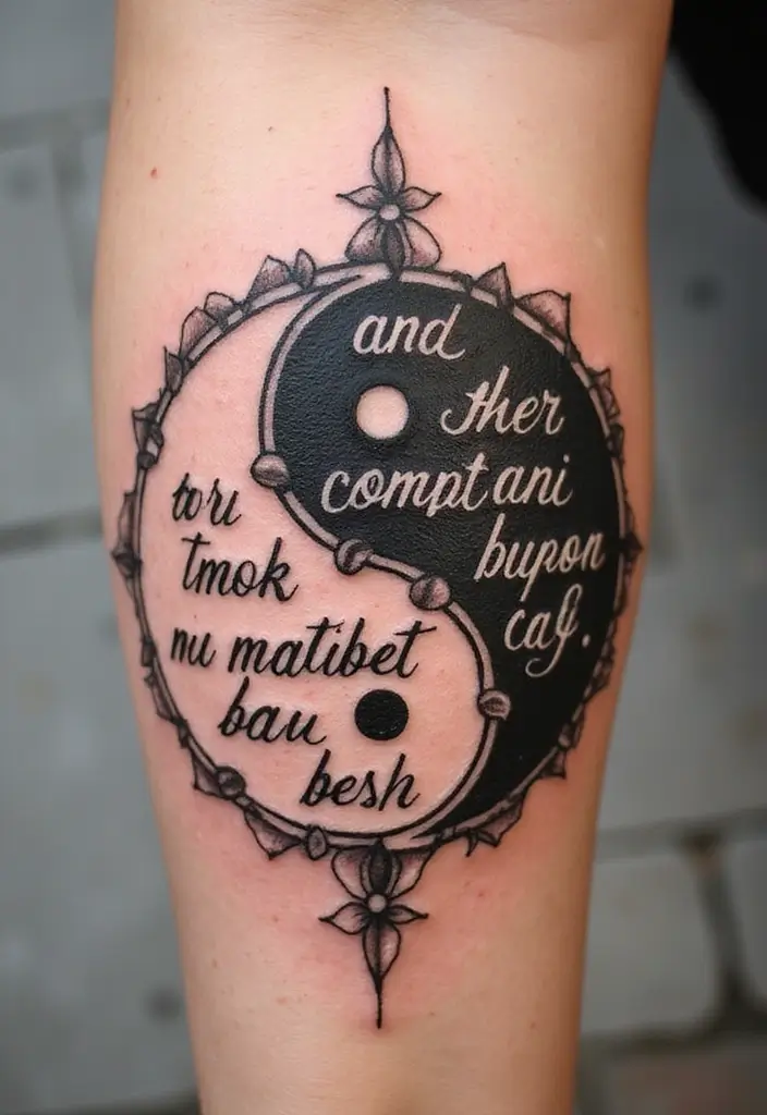 50 Yin Yang Tattoo Ideas with Balance and Harmony Symbolism - 20. Yin Yang in Different Languages