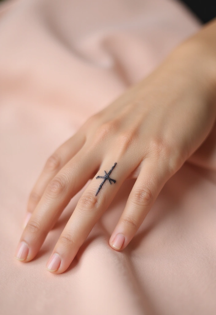 50 Cross Tattoo Ideas for Men and Women with Deep Meaning - 21. Minimalist Cross on Finger