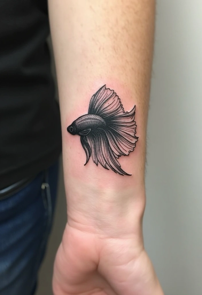 50 Betta Fish Tattoo Ideas with Unique and Colorful Designs 21 50 Betta Fish Tattoo Ideas with Unique and Colorful Designs - 21. Betta Fish Silhouette