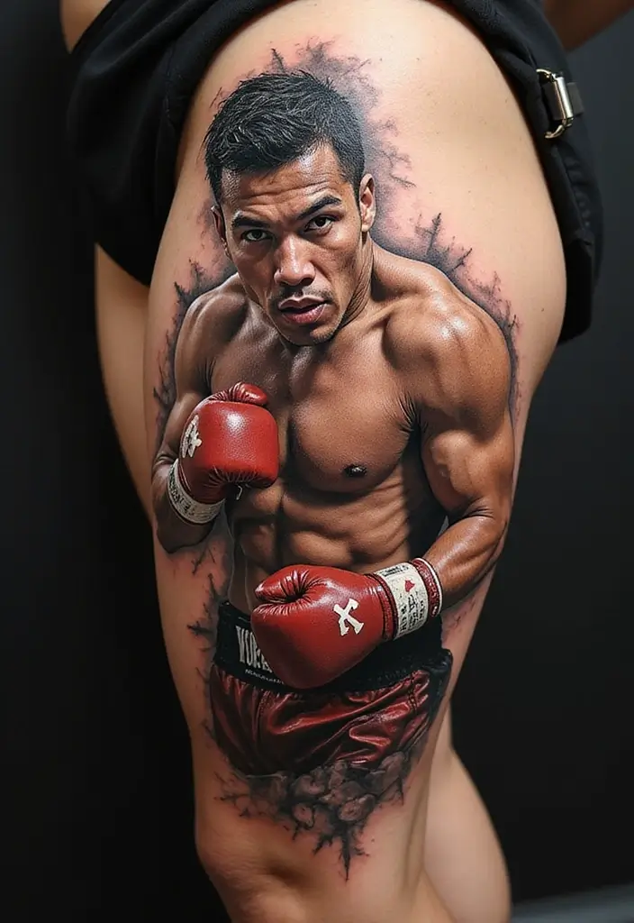 50 Boxing Gloves Tattoo Designs That Embody Strength and Courage! 21 50 Boxing Gloves Tattoo Designs That Embody Strength and Courage! - 21. Boxers in Action