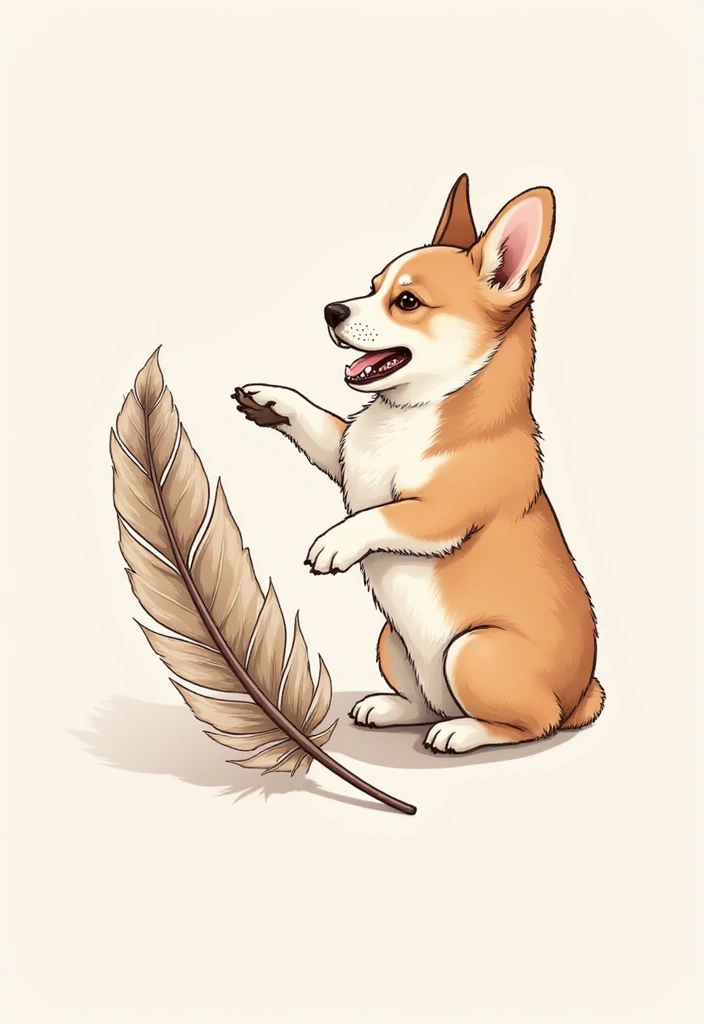 50 Creative Corgi Tattoo Ideas for Dog Lovers 21 50 Creative Corgi Tattoo Ideas for Dog Lovers - 21. Corgi with a Feather