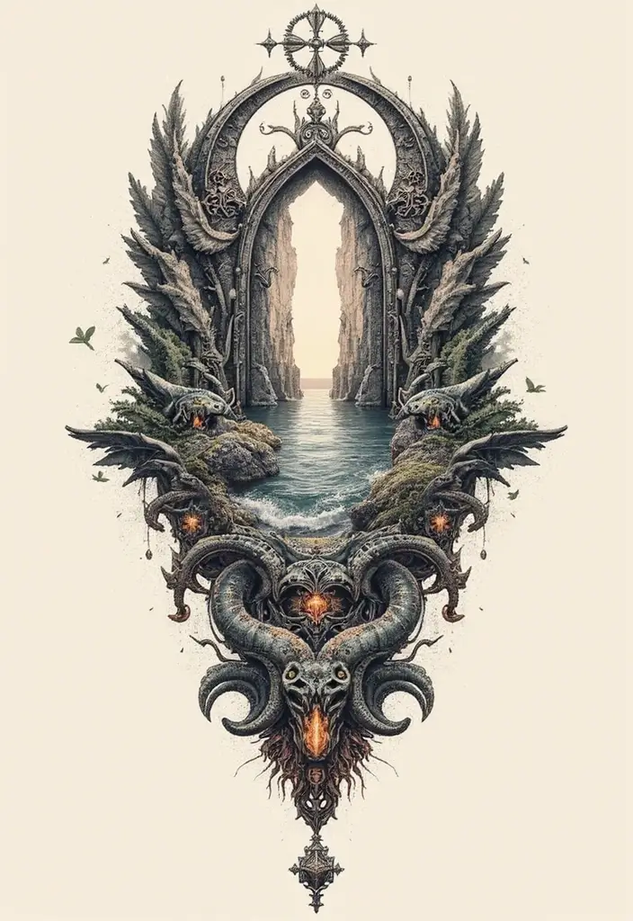50 God of War Tattoo Ideas for True Fans of the Game - 21. The Gateways