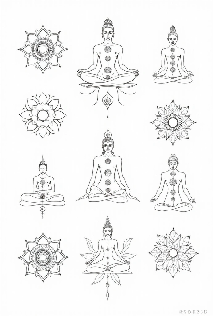 50 Line Art Custom Tattoos for Minimalist and Creative Designs 21 50 Line Art Custom Tattoos for Minimalist and Creative Designs - 21. Line Art Chakra Designs