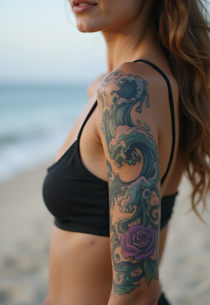 30 Native American Arm Tattoos with Deep Cultural Meaning 21 30 Native American Arm Tattoos with Deep Cultural Meaning - 21. The Wave: Flow and Change