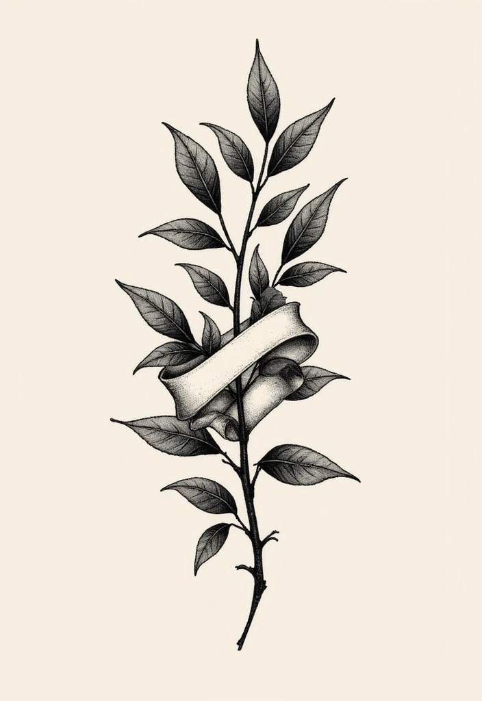 30 Olive Branch Tattoo Meaning and Design Inspirations - 21. Olive Branch with Leafy Scroll