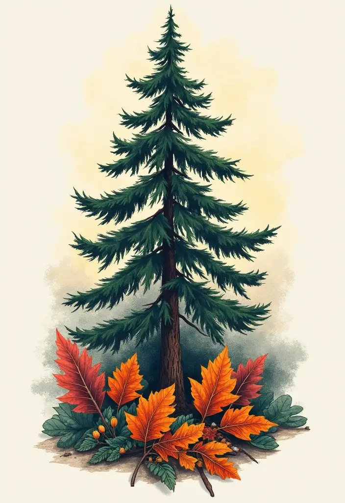 30 Pine Tree Tattoo Ideas with Nature-Inspired Symbolism - 21. Pine Tree with Leaves
