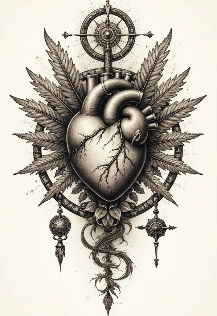 30 Sacred Heart Tattoo Ideas with Spiritual Symbolism 21 30 Sacred Heart Tattoo Ideas with Spiritual Symbolism - 21. Sacred Heart with Sacred Symbols