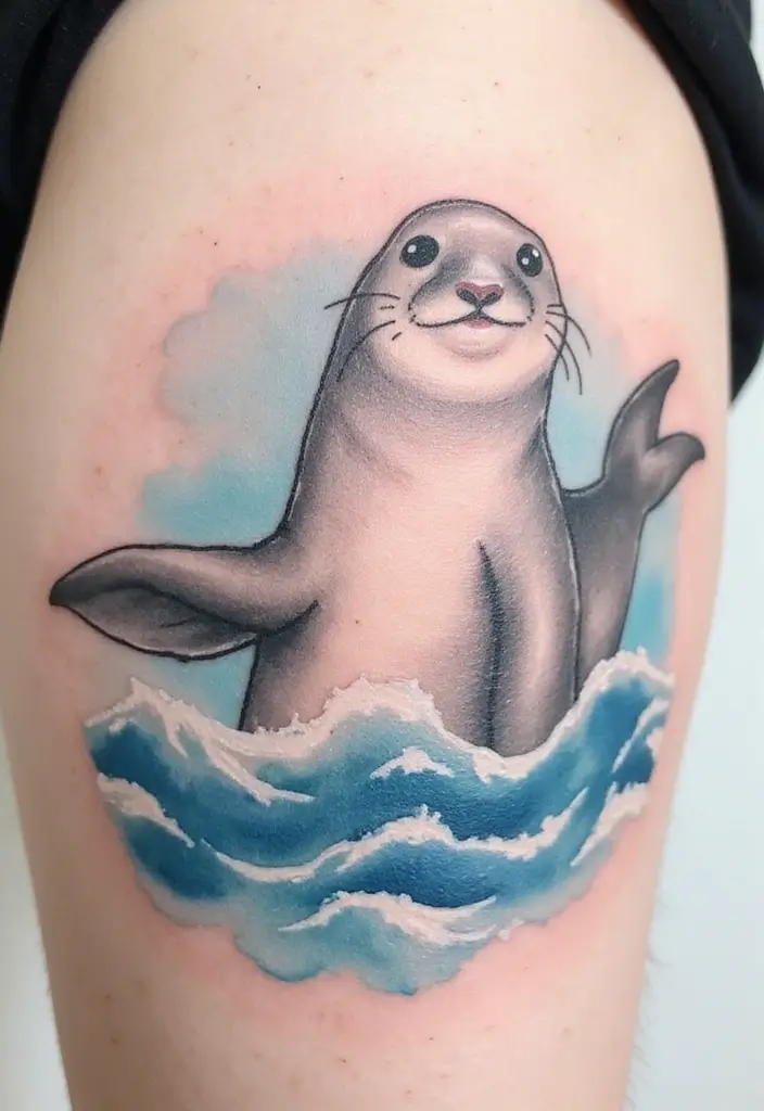 30 Safari Animal Tattoos with Bold and Exotic Designs - 21. Joyful Seal: The Playful Marine Mammal