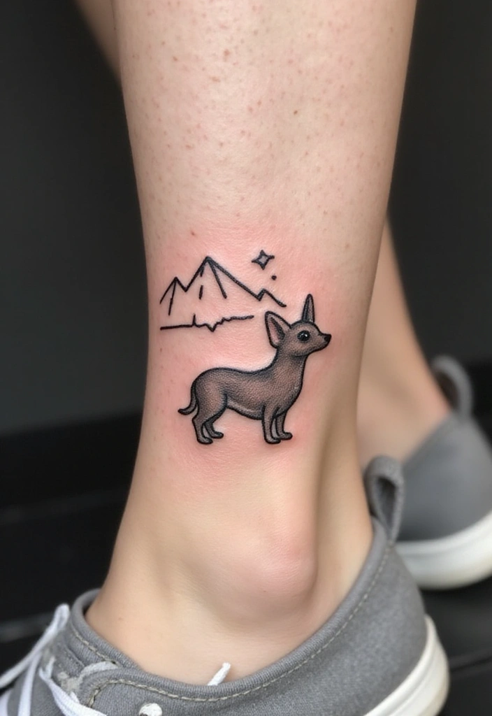 50 Small Wiener Dog Tattoos with Cute and Minimalist Designs - 21. Tiny Adventure Map