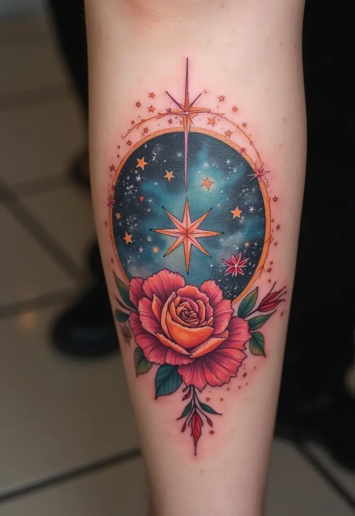 50 Star Tattoo Meaning Ideas and Symbolism Explained! - 21. Star Constellation with Flowers