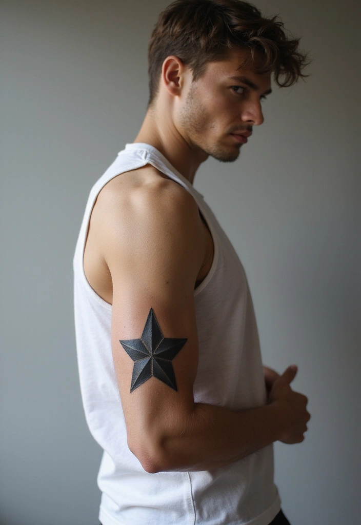30 Star Tattoos for Men with Bold and Inspiring Ideas 21 30 Star Tattoos for Men with Bold and Inspiring Ideas - 21. 3D Star: Adding Depth to the Design