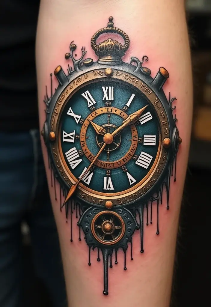 30 Biomech Tattoo Ideas with Futuristic and Bold Designs - 22. Quantum Clock