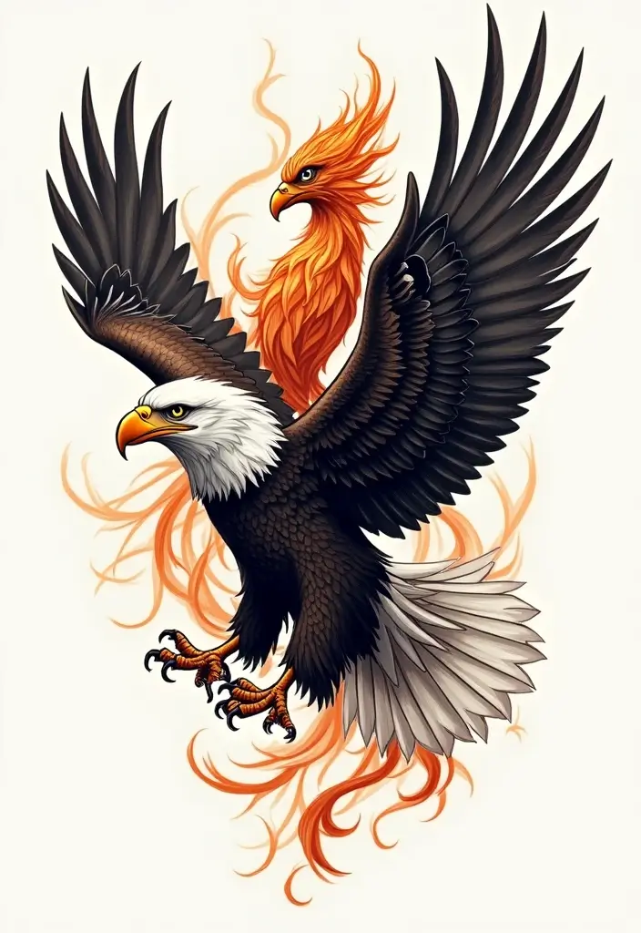50 Eagle Tattoo Meaning Ideas and Symbolic Designs 22 50 Eagle Tattoo Meaning Ideas and Symbolic Designs - 22. Eagle and Phoenix