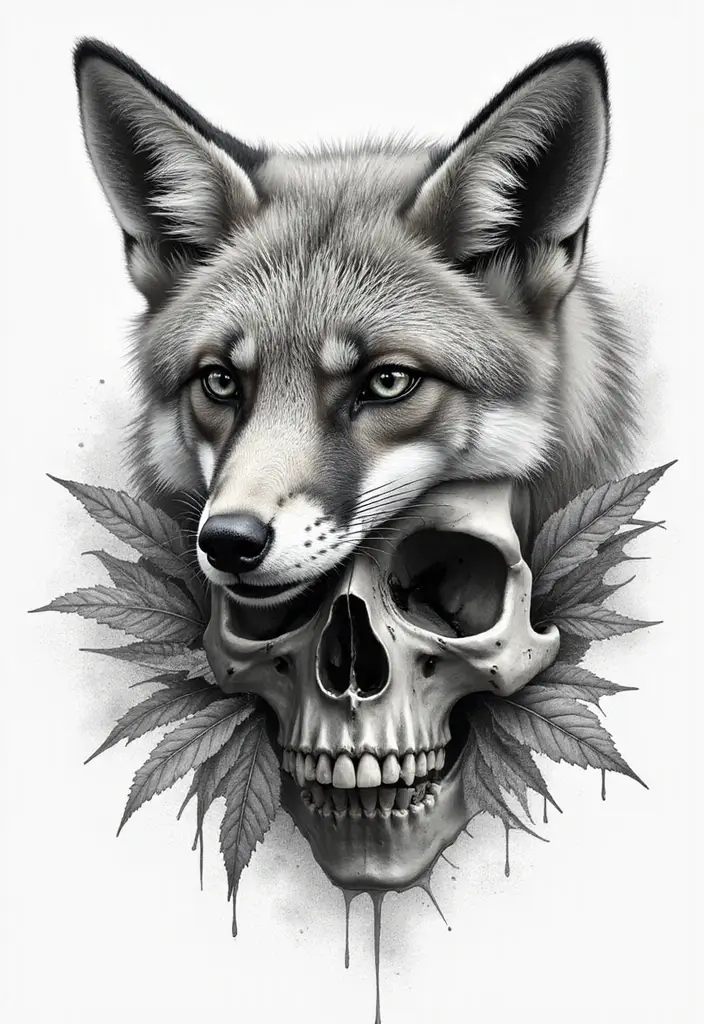 30 Fox Tattoos with Creative and Symbolic Designs - 22. Fox and Skull Tattoo