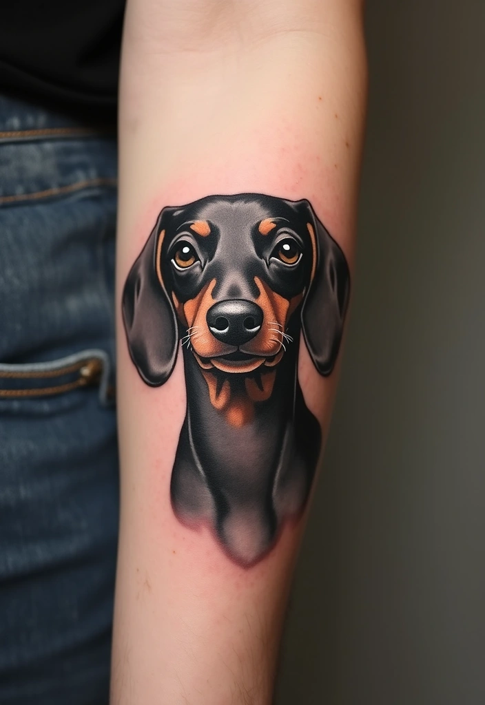 50 Small Wiener Dog Tattoos with Cute and Minimalist Designs - 22. Sweet Snout Design