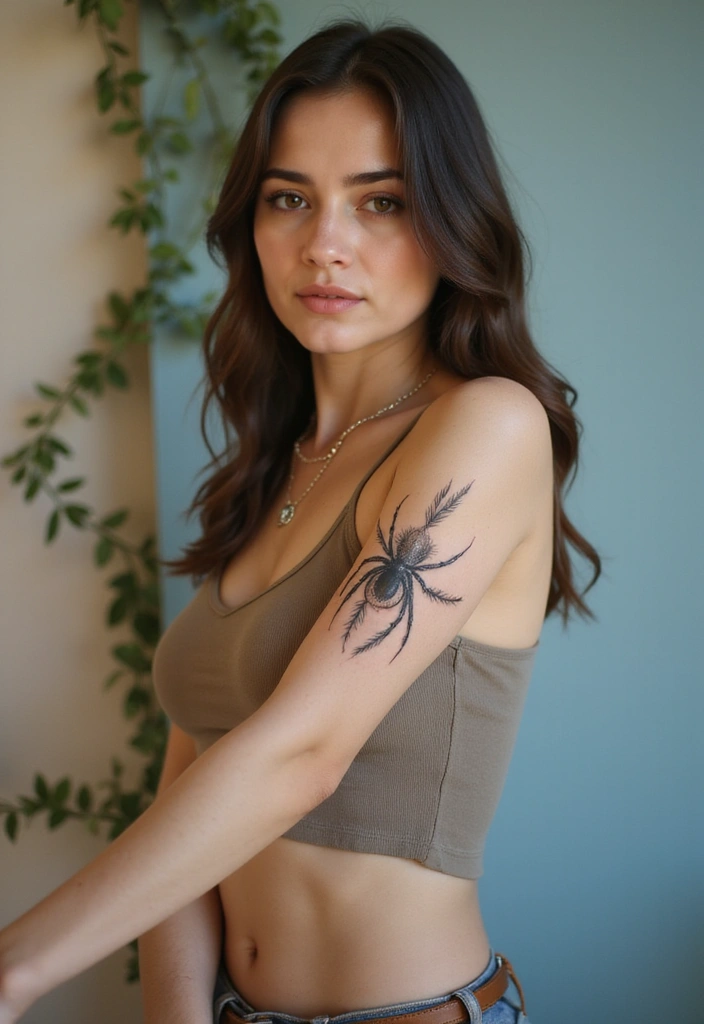 50 Spider Tattoo Designs with Meaning and Bold Styles 22 50 Spider Tattoo Designs with Meaning and Bold Styles - 22. Spider with Feathers