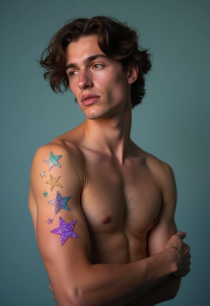 30 Star Tattoos for Men with Bold and Inspiring Ideas 22 30 Star Tattoos for Men with Bold and Inspiring Ideas - 22. Sparkling Stars: A Touch of Glam