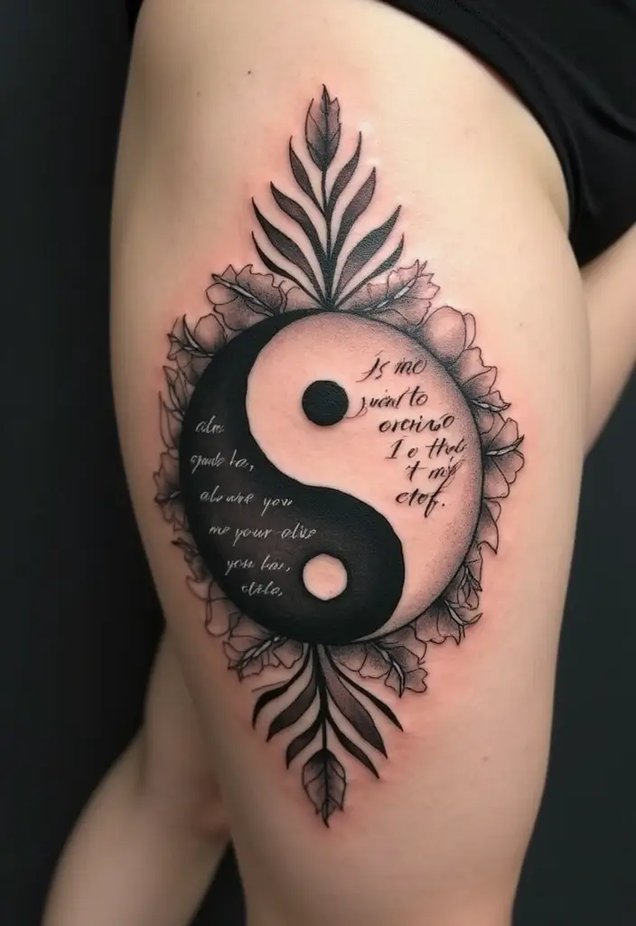 50 Yin Yang Tattoo Ideas with Balance and Harmony Symbolism - 22. Yin Yang with Quote