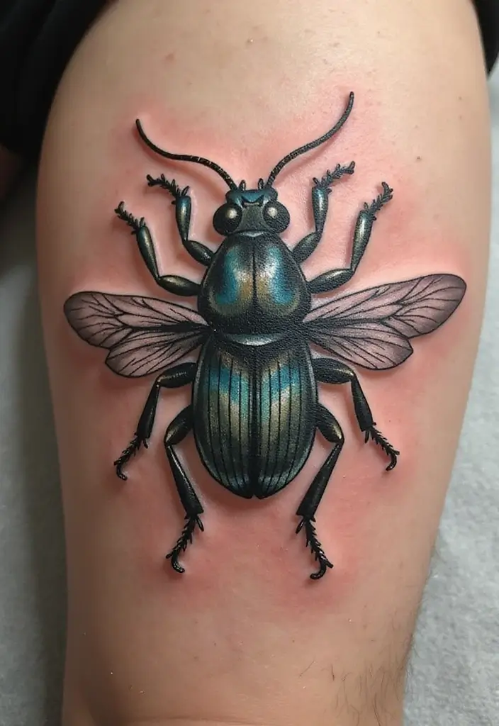 50 Bug Pin Tattoo Designs That Are Unique and Creative - 23. Interactive Insect Tattoos