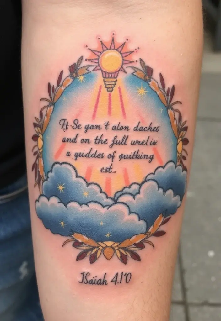 50 Beautiful Bible Verse Tattoo Ideas for Faith and Inspiration 23 50 Beautiful Bible Verse Tattoo Ideas for Faith and Inspiration - 23. Isaiah 41:10 - 'Do not fear, for I am with you'