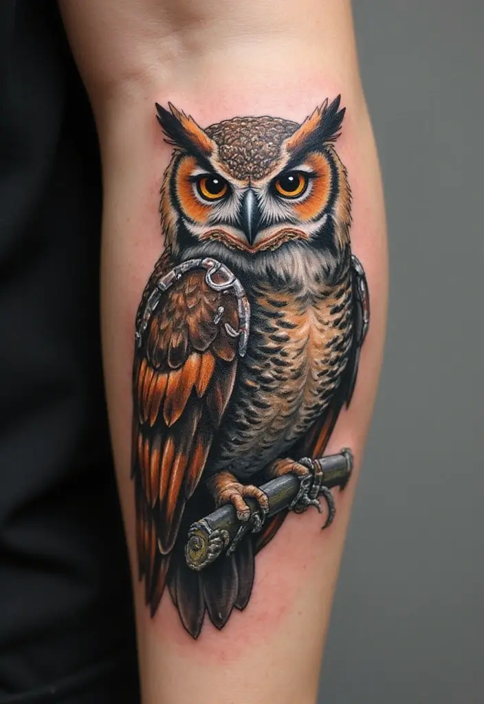 30 Biomech Tattoo Ideas with Futuristic and Bold Designs - 23. Cyborg Owl