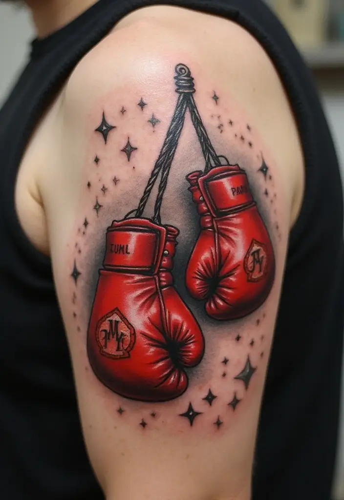50 Boxing Gloves Tattoo Designs That Embody Strength and Courage! 23 50 Boxing Gloves Tattoo Designs That Embody Strength and Courage! - 23. Family Legacy Tattoos