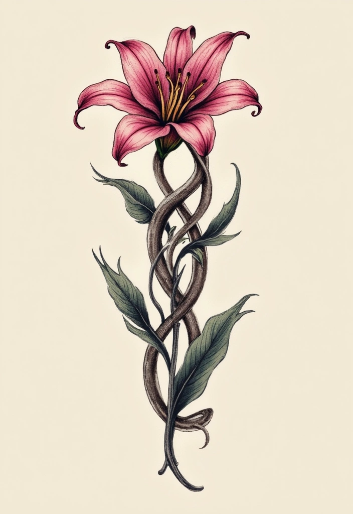 50 Stargazer Lily Tattoos with Elegant and Symbolic Designs 23 50 Stargazer Lily Tattoos with Elegant and Symbolic Designs - 23. Infinity Lily Design