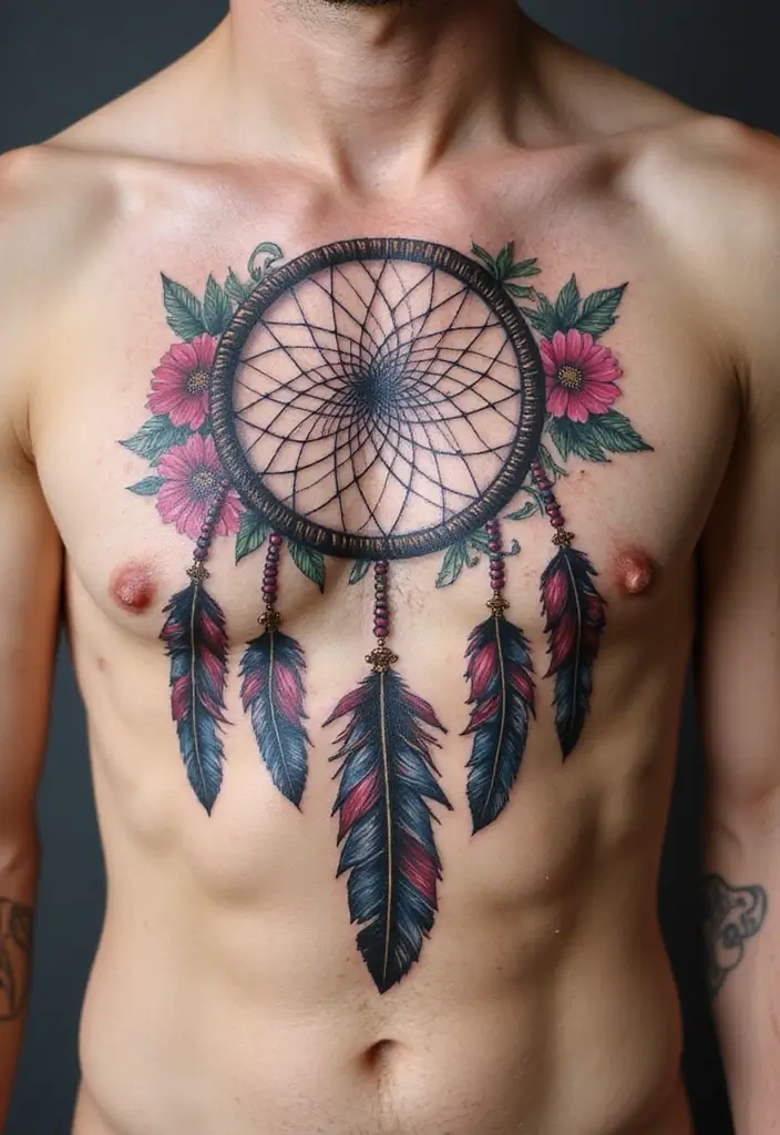 50 Best Chest Tattoo Ideas for Men and Women in 2025 23 50 Best Chest Tattoo Ideas for Men and Women in 2025 - 23. Dreamcatchers