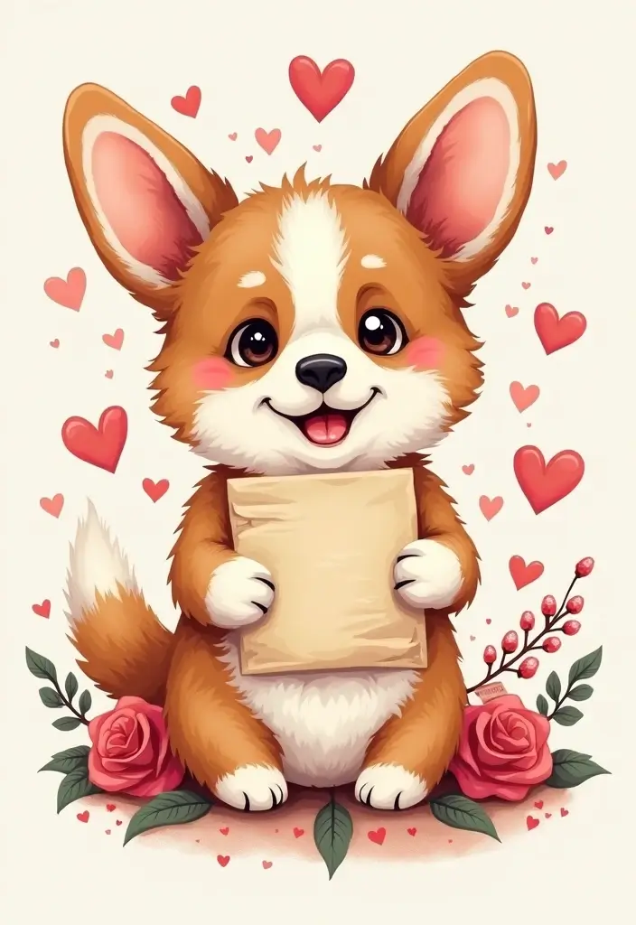 50 Creative Corgi Tattoo Ideas for Dog Lovers 23 50 Creative Corgi Tattoo Ideas for Dog Lovers - 23. Corgi with a Love Letter