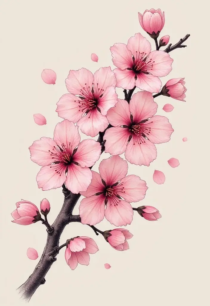 50 Stunning Demon Slayer Tattoo Ideas for Anime Fans - 23. The Tranquil Cherry Blossoms